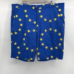 𝅺royal and Awesome novelty golf shorts blue stars tee pocket outdoors fun sz 44